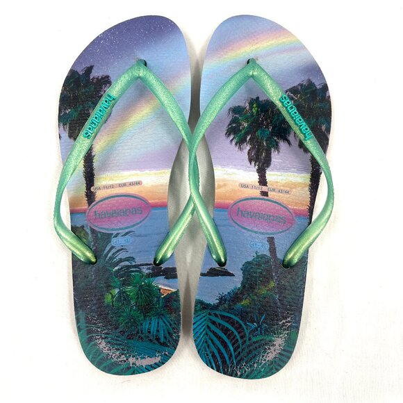 Havaianas Shoes - Havaianas Slim Paisage Palm Tree Flip Flop Sandals Women's 11/12